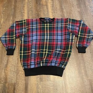 Vintage 90s Polo Sport Ralph Lauren Plaid Multicolor Crewneck Sweater Size XL